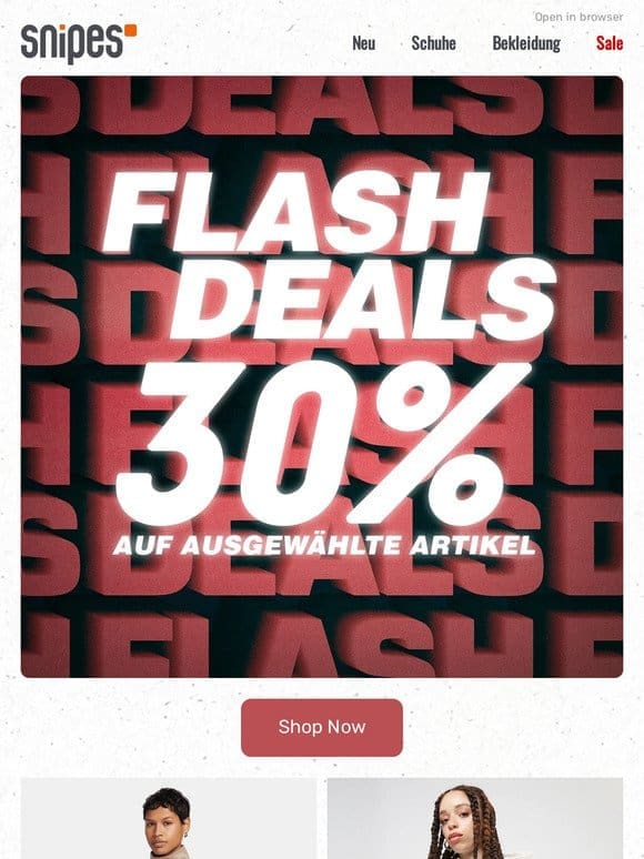 Flash Deal Alarm: 30% Rabatt auf Clothing!