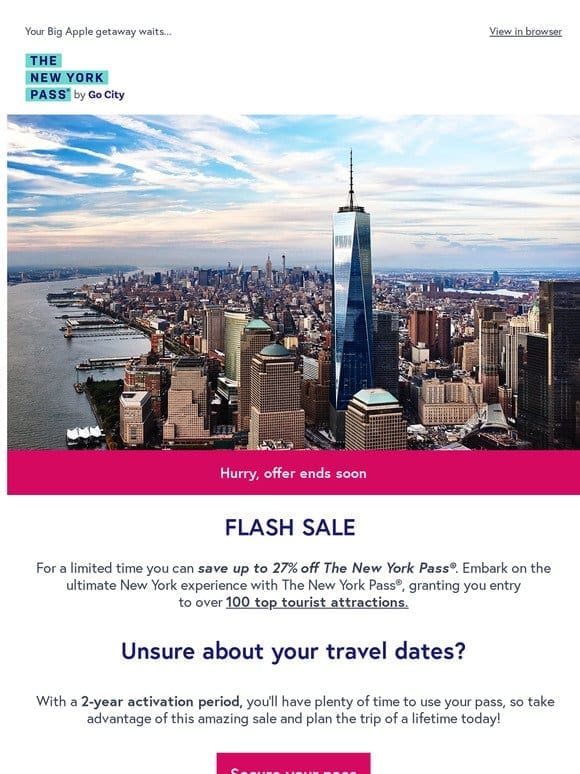 Flash SALE – save up to 27% off The New York Pass!