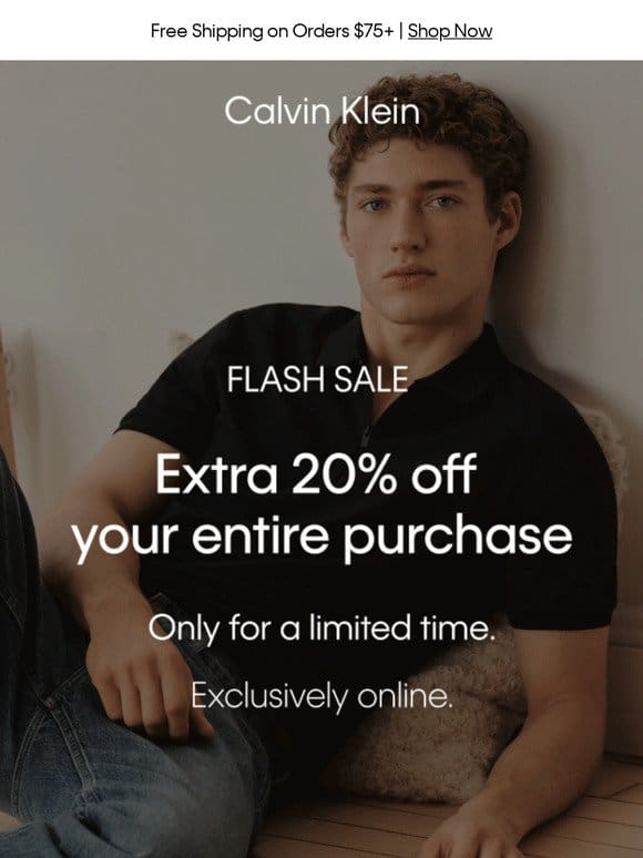 Flash Sale – Extra 20% off Your Entire Purchase
