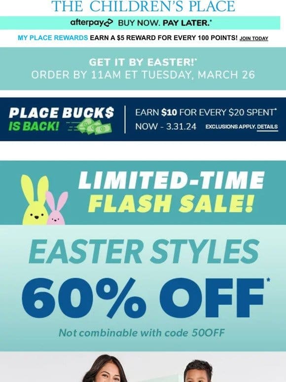 Follow the  … 60% off ALL Easter FLASH SALE!