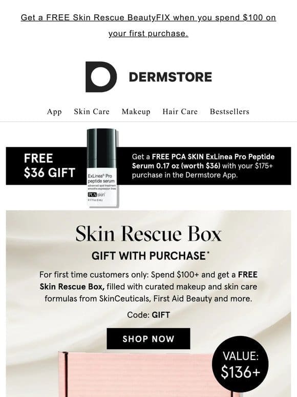 For you: Save your skin with our FREE Skin Rescue box worth $136+