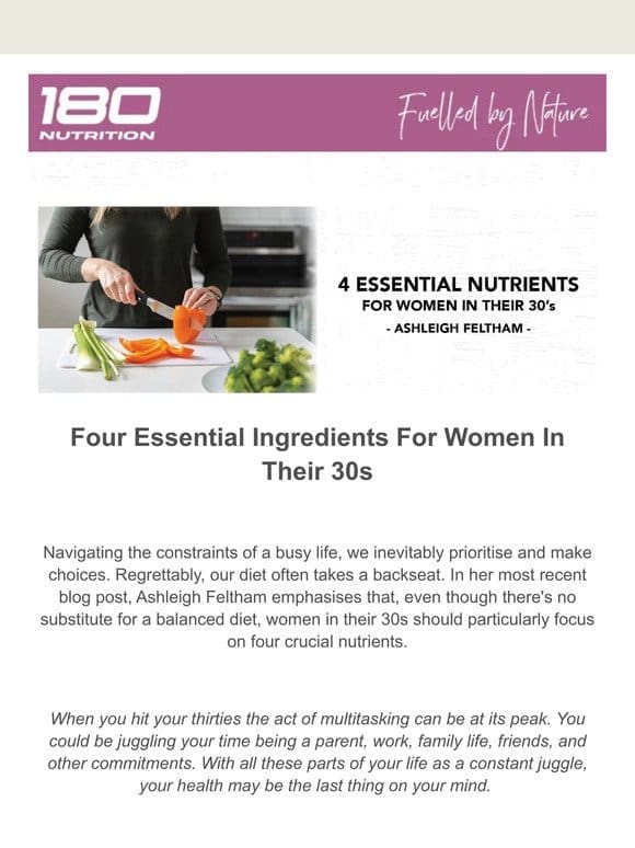 Four Essential Nutrients For Women in Their 30s by Ashleigh Feltham