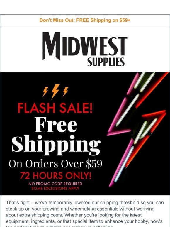 Free Shipping Over $59 Expires at Midnight!