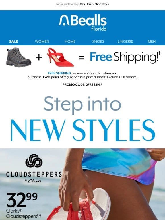 Free shipping when you order 2 pairs of shoes!