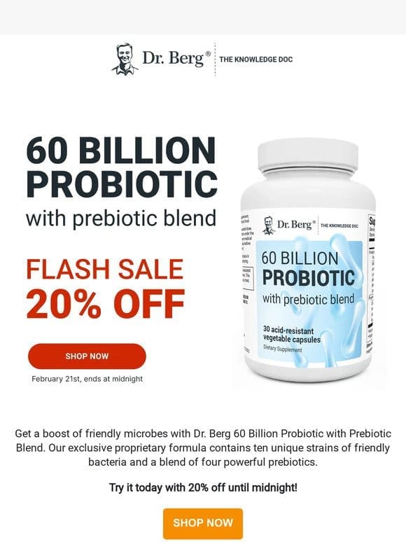 GUT CHECK! Flash sale on 60 Billion Probiotic