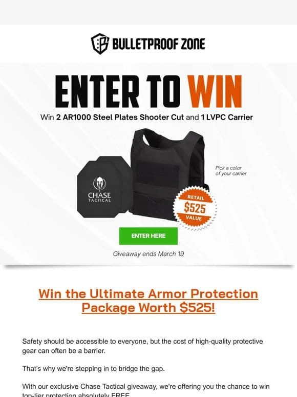 Gear Up for FREE with a $525 Tactical Armor set in our exclusive giveaway!