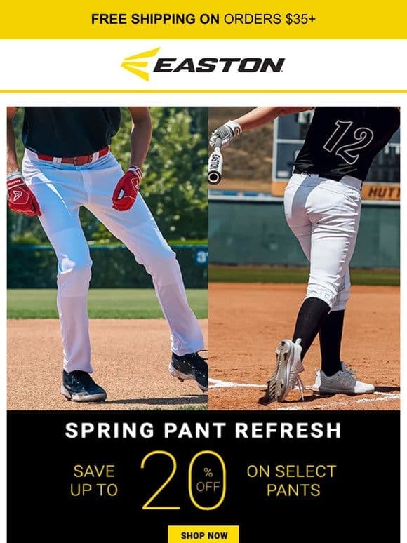 Get 20% Off Pants for Baseball & Softball