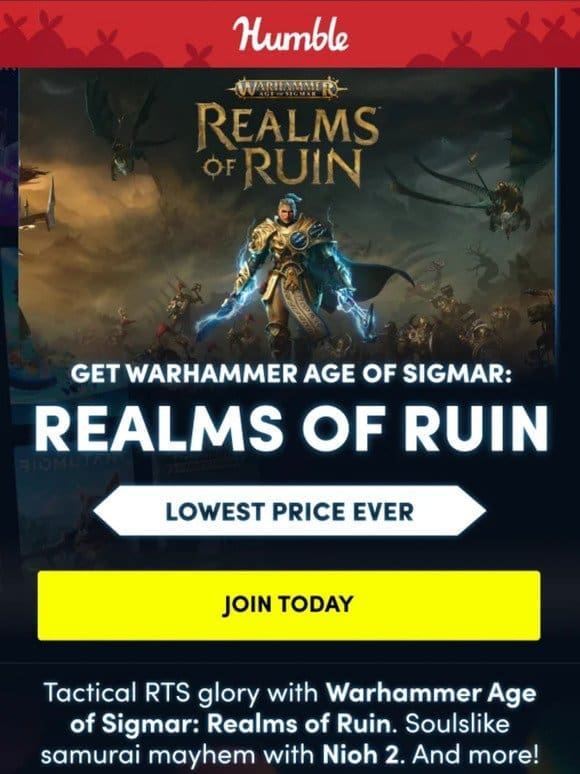 Get Warhammer Age of Sigmar: Realms of Ruin for only $11.99 plus 7 other great games!