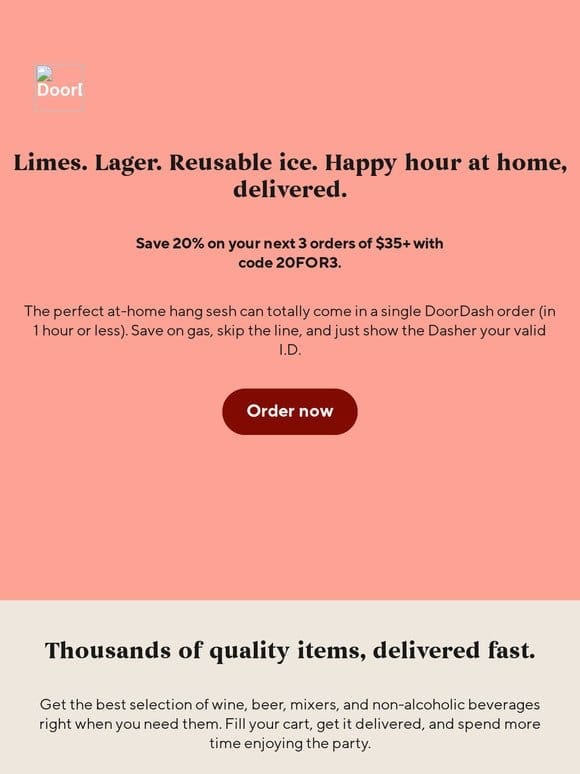 Get happy hour delivered at home.