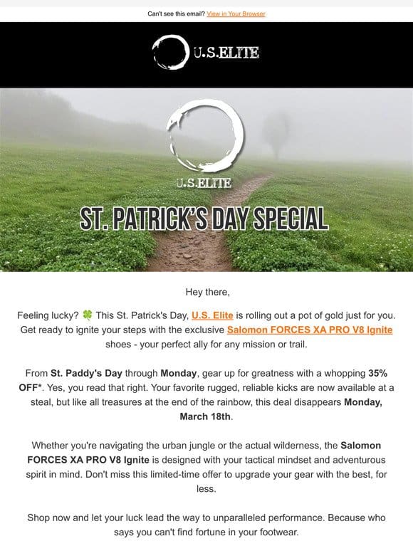 Go Green， Save Green! Exclusive St. Patrick’s Day Salomon Forces Sale