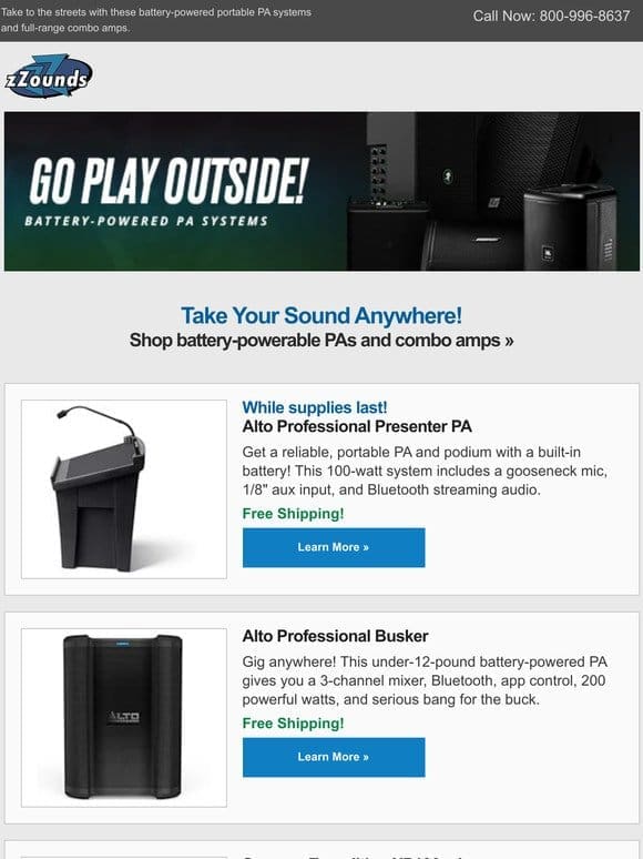 Go Play Outside! Battery-Powered PA Systems