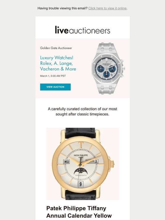 Golden Gate Auctioneer | Luxury Watches! Rolex， A. Lange， Vacheron & More