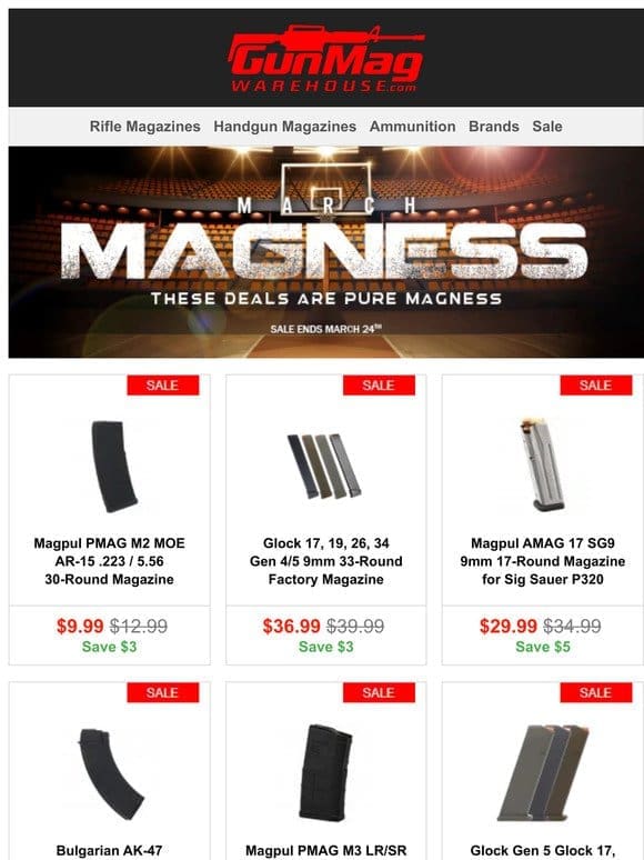Grab These March Magness Deals Before It’s Too Late | Magpul PMAG AR-15 30rd Mag for $10