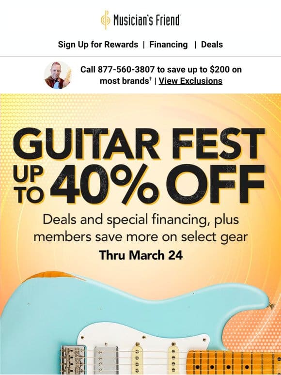 Guitar Fest starts now: Up to 40% off