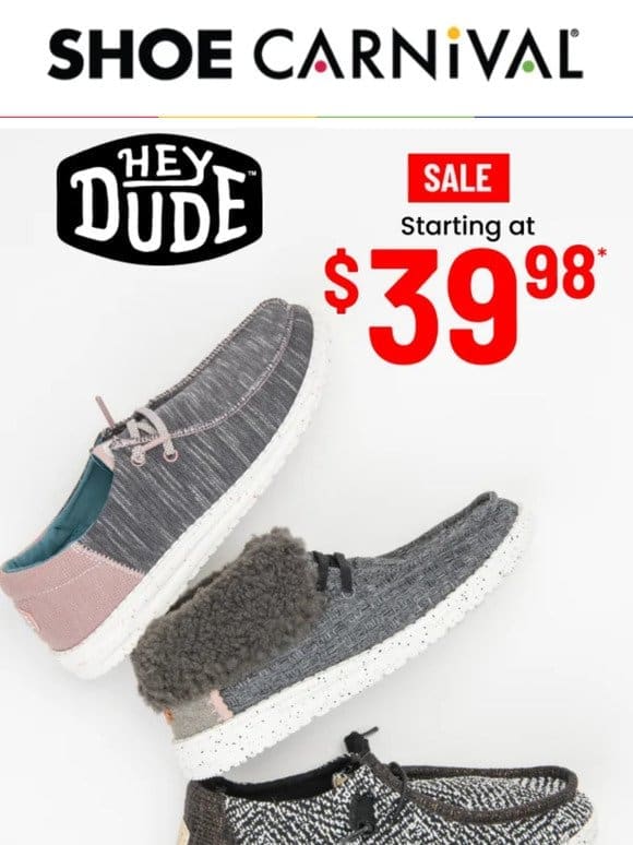 HEYDUDE for the fam starting at $39.98