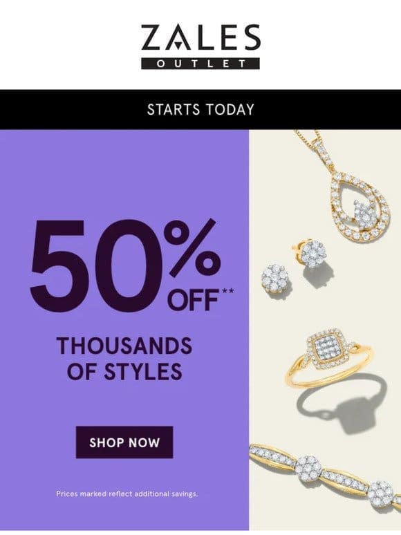 HUGE News: 50% Off** THOUSANDS of Styles!