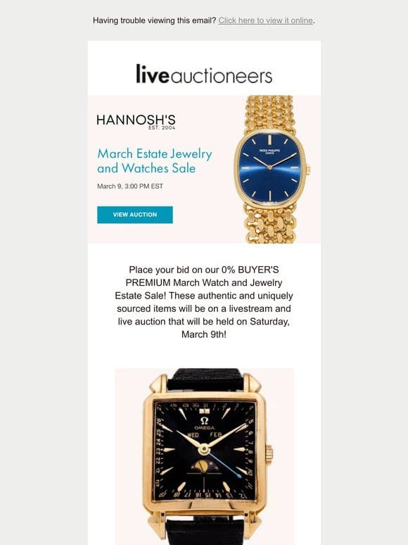 Hannosh’s | March Estate Jewelry and Watches Sale