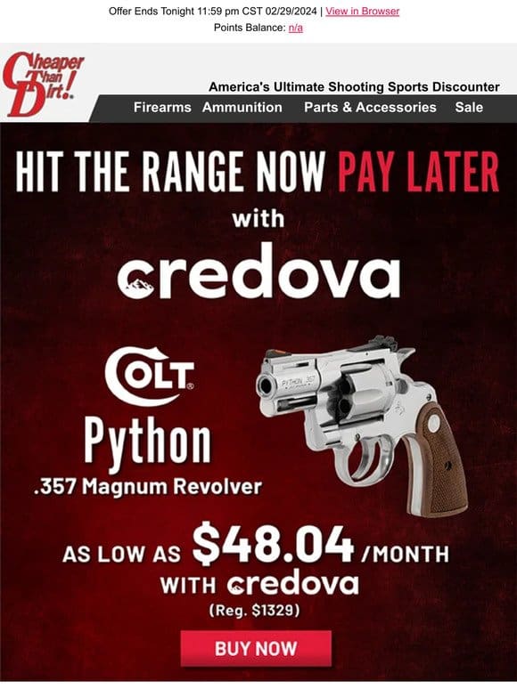 Here’s Your Shot at Low Monthly Payments on a Colt Python