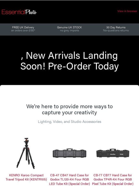 Hi there， Pre-Order today! Brand new products incoming…
