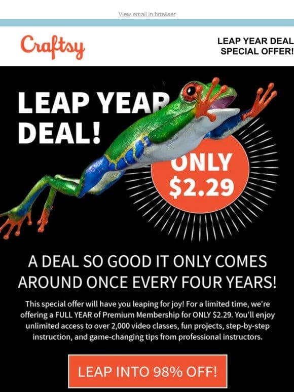 Hoppy Leap Year Savings. Today Only!
