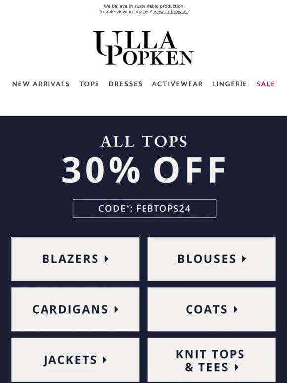 Hours left for 30% Off Tops