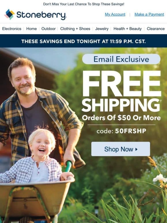 Hurry， Free Shipping Is Ending Soon!