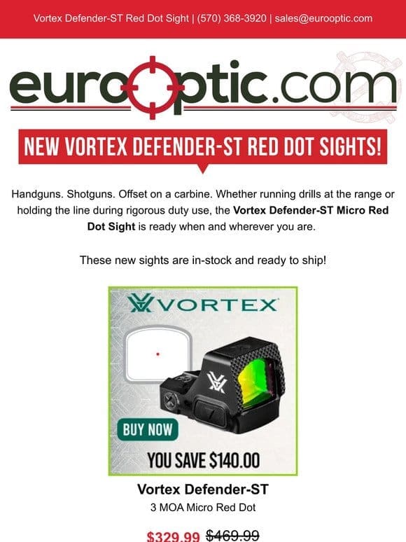 IN STOCK: New Vortex Defender-ST Red Dot Sights!