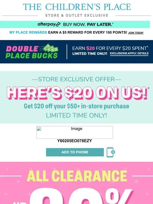 In-Store Exclusive: Extra $20 Off Inside!