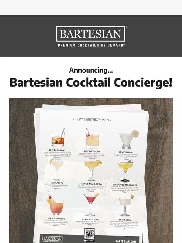 Introducing Bartesian Cocktail Concierge!