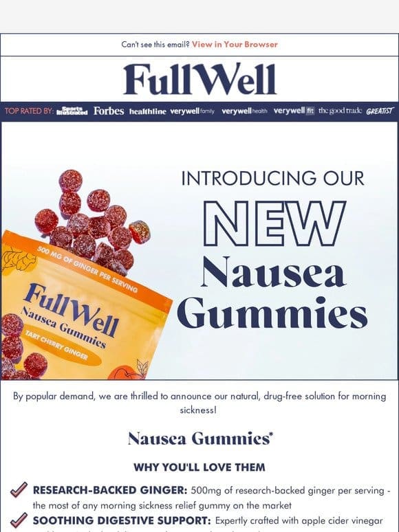 Introducing Nausea Gummies* for pregnancy-related nausea