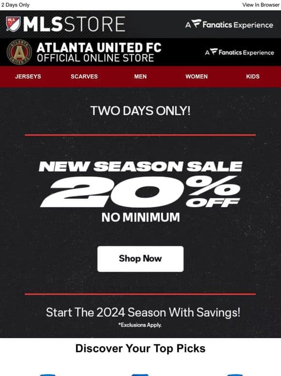 It’s Back! 20% Off New Season Sale