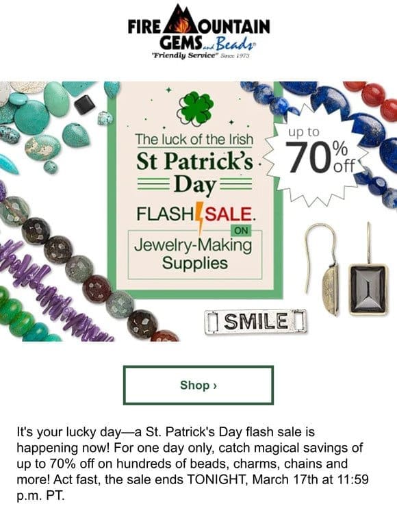 It’s a Flash SALE – Happy St. Patrick’s Day with Up to 70% Off