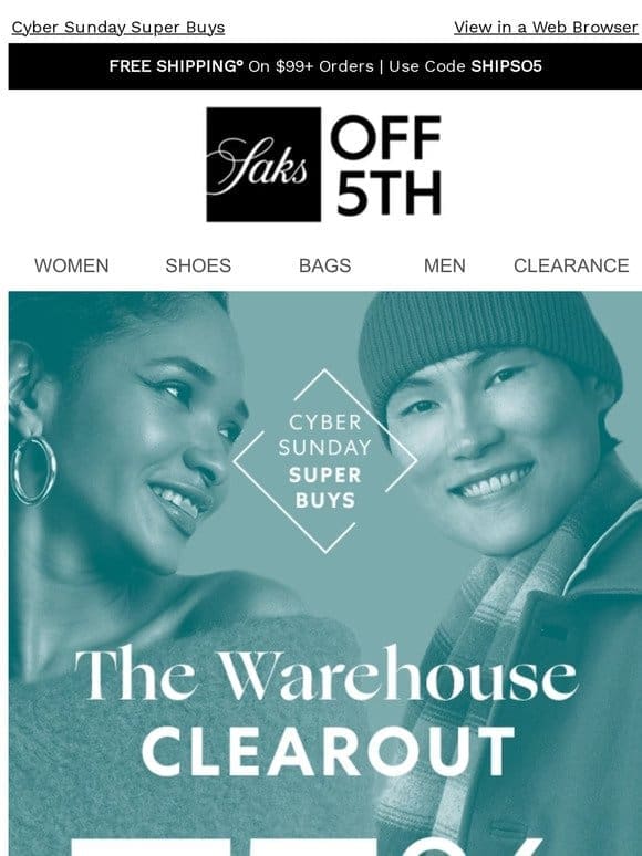 It’s the Warehouse Clearout! 75% OFF or better
