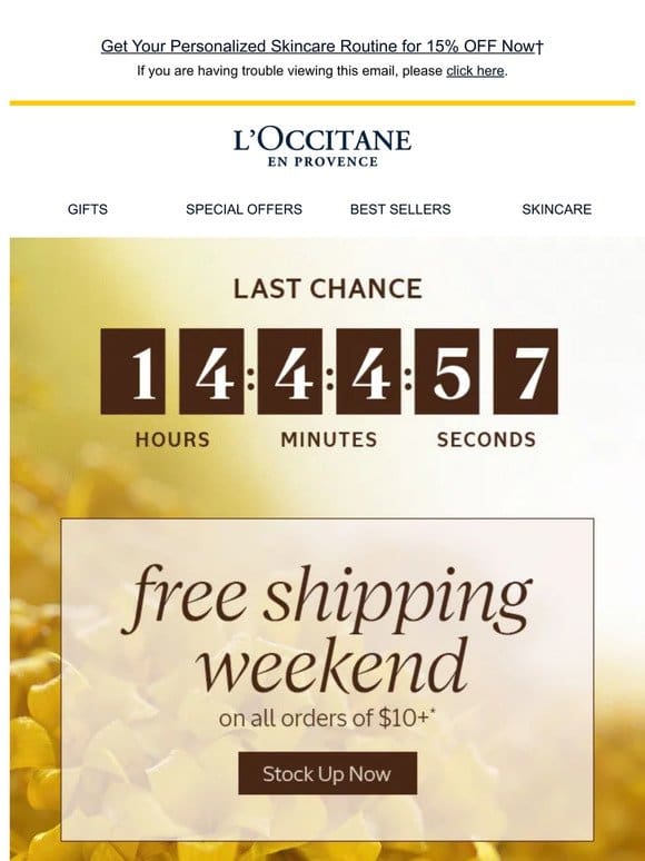 It’s the final countdown on FREE Shipping Weekend