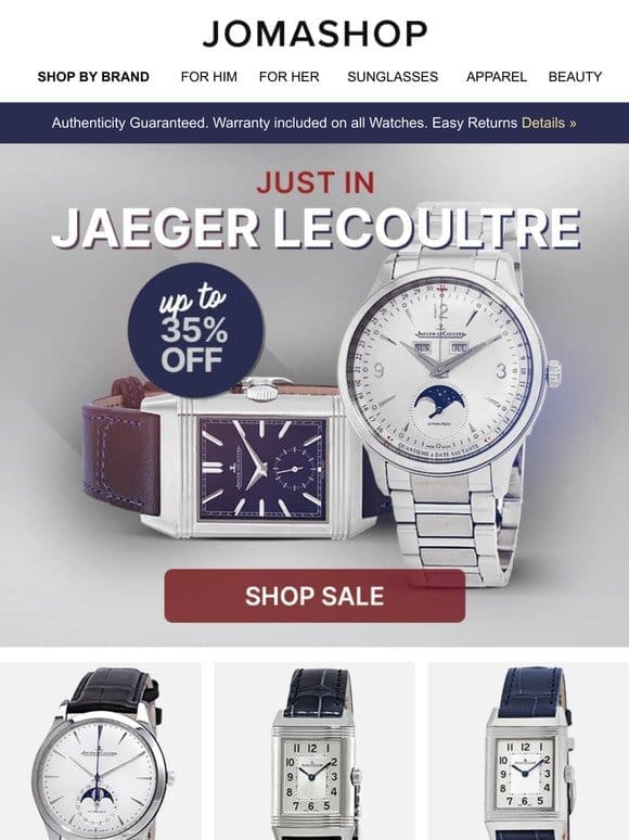 JAEGER LECOULTRE: New Arrivals (Up To 35% Off)