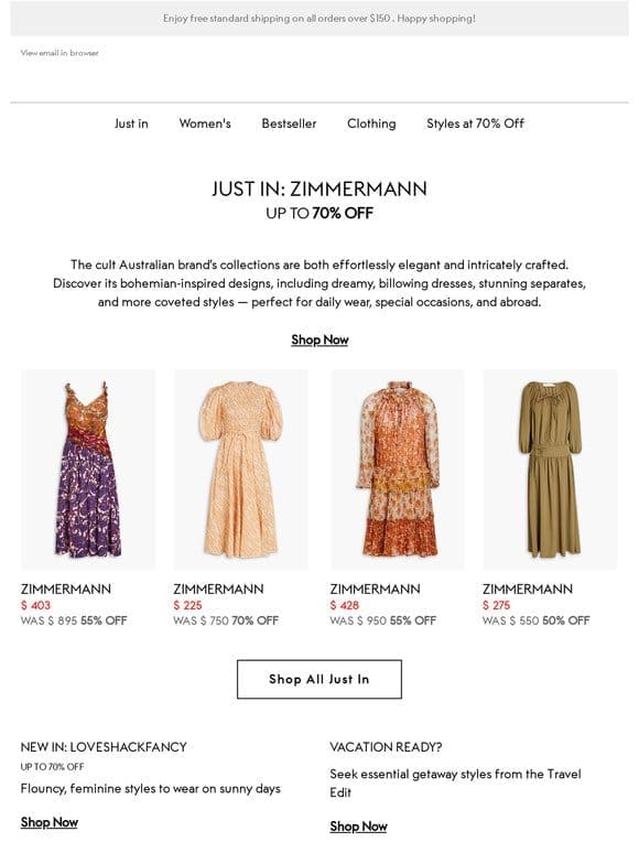 Just In Zimmermann at up to 70% off