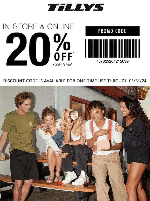 Just for YOU! 20% Off 1 Item