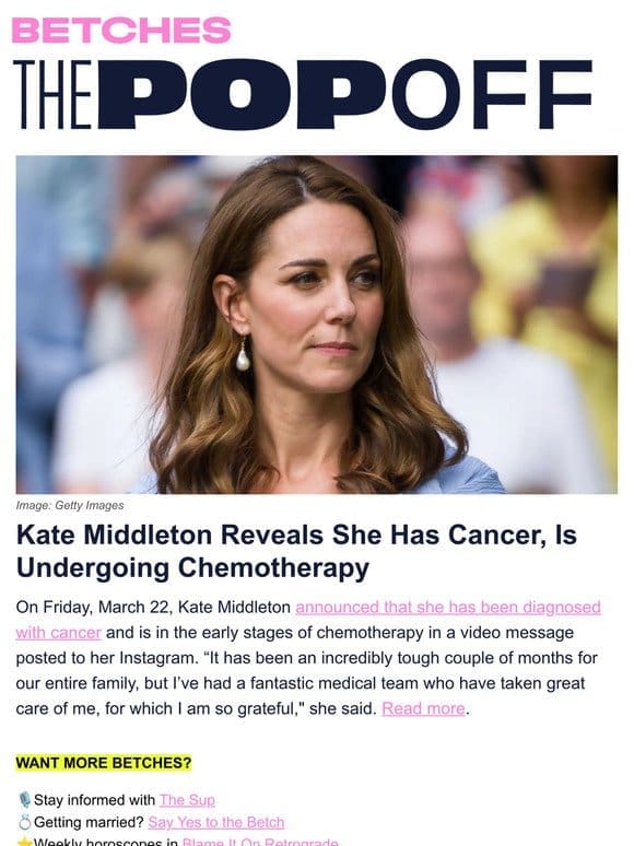 Kate Middleton Reveals Cancer Diagnosis