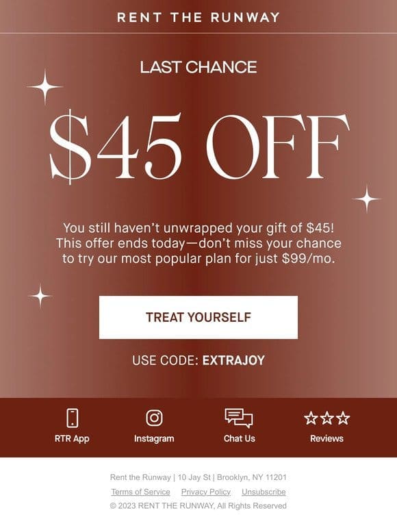 LAST CHANCE: $45 off our bestselling plan