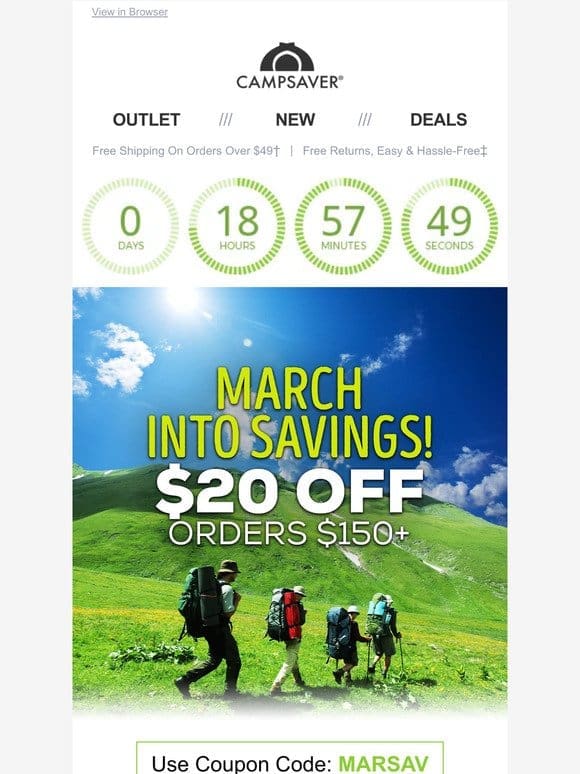 LAST Chance! March into Savings Sale!