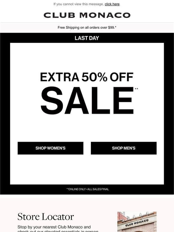 LAST DAY: Extra 50% Off Sale