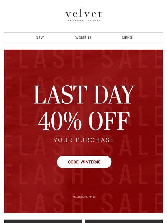 LAST DAY FOR 40% OFF!