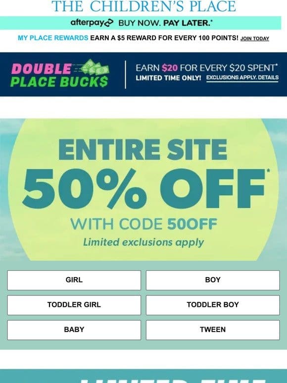 LIMITED TIME ONLY: 50% OFF SITEWIDE (no exclusions)!