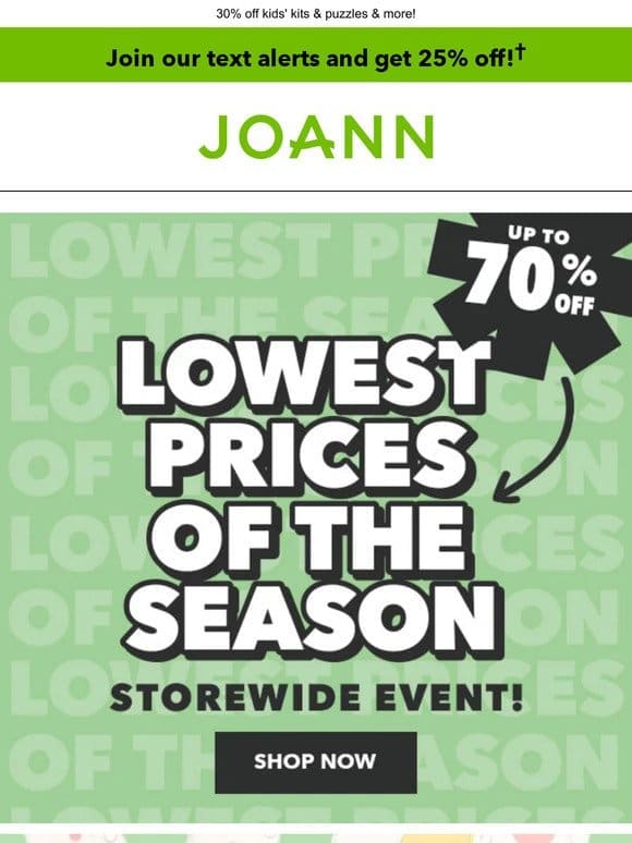 LOWEST Prices of the Season on kids’ kits， t-shirts & more!
