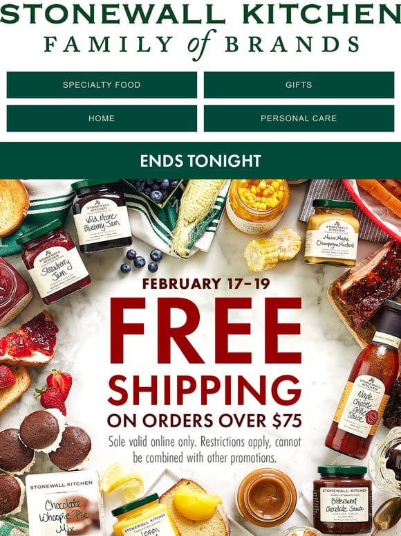 Last Chance: FREE Shipping on Orders $75+ Ends Tonight!