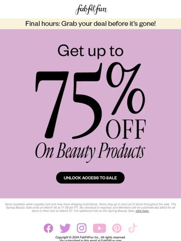 Last chance! Don’t miss out on the Spring Beauty Sale