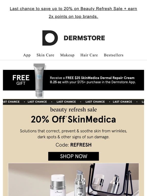 Last chance to save 20% on SkinMedica — Beauty Refresh Sale