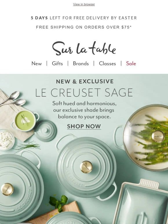 Le Creuset Sage and more exclusive offerings.