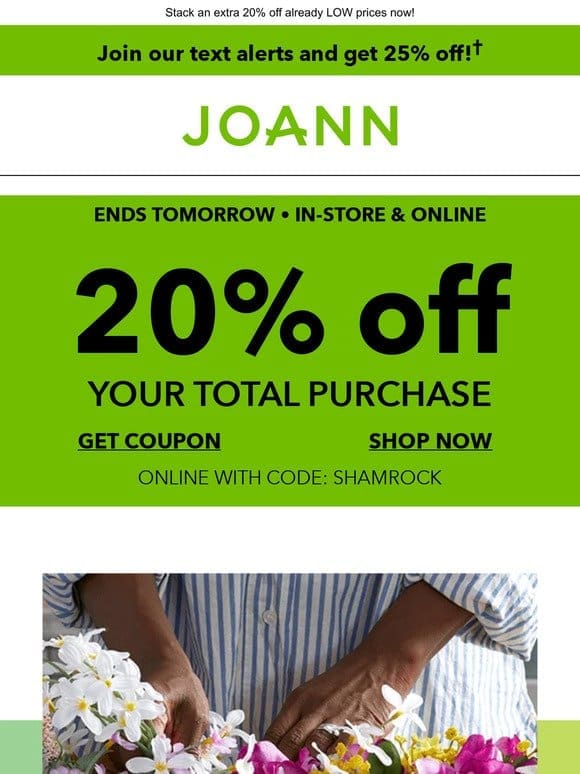 Limited Time: 20% off your TOTAL PURCHASE!