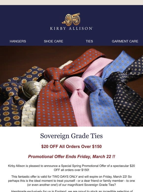 Limited Time Savings on Sovereign Grade Ties